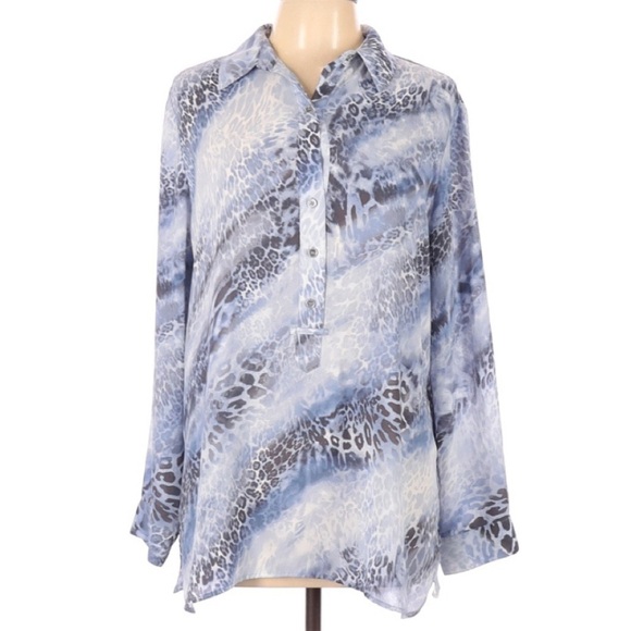Chico’s Cool Ocelot Jody Print Top Blouse 2/Large‎ - Picture 1 of 7